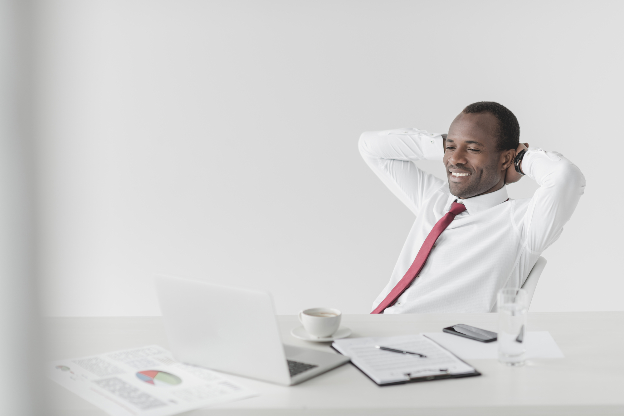 African american businessman resting at workspace