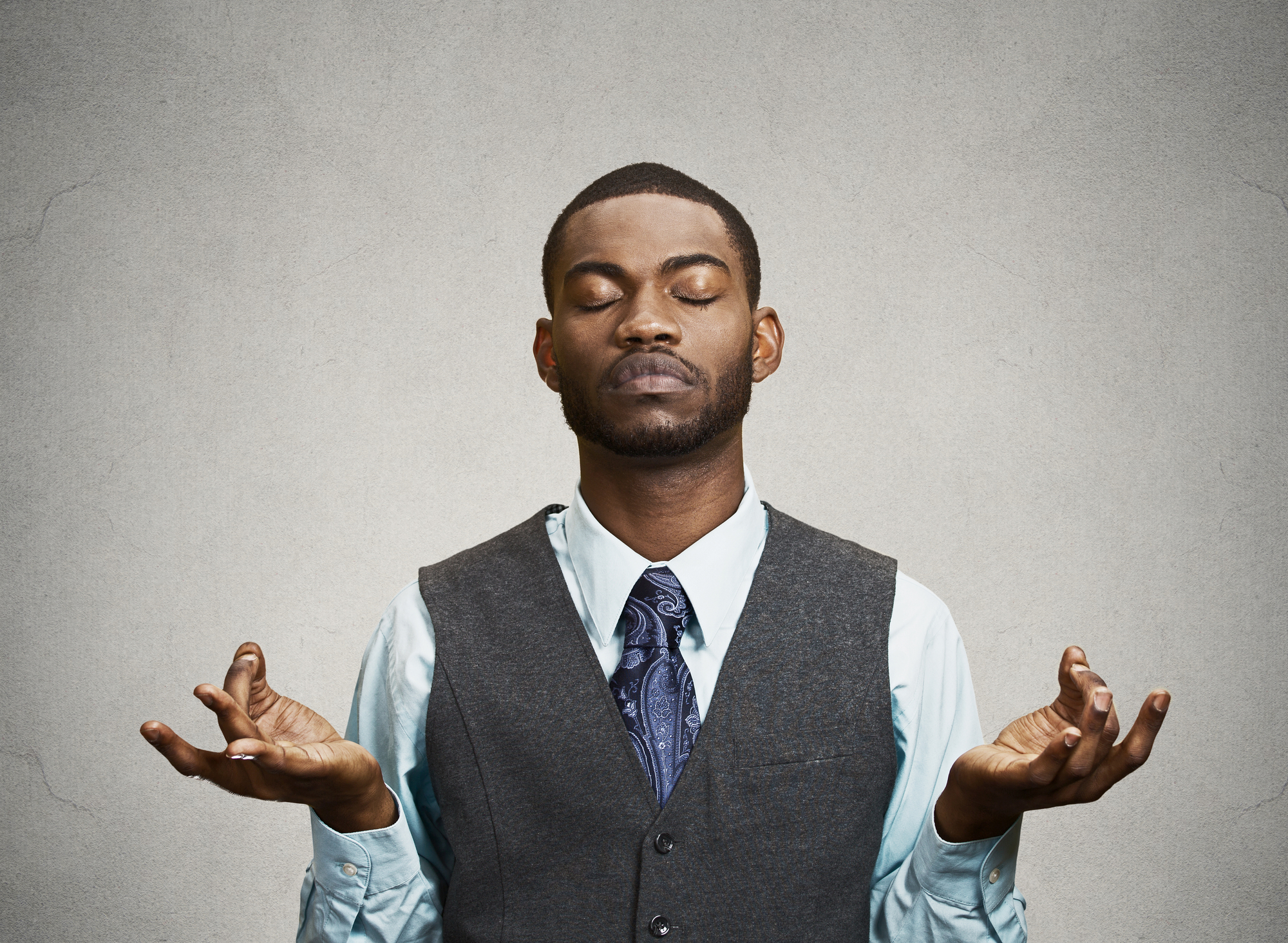 Businessman meditating