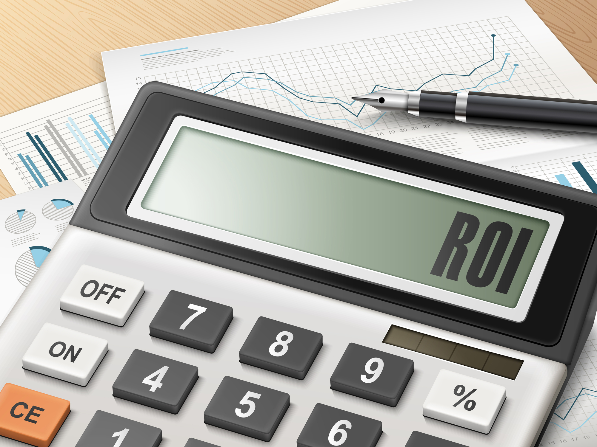 Calculator with the word ROI