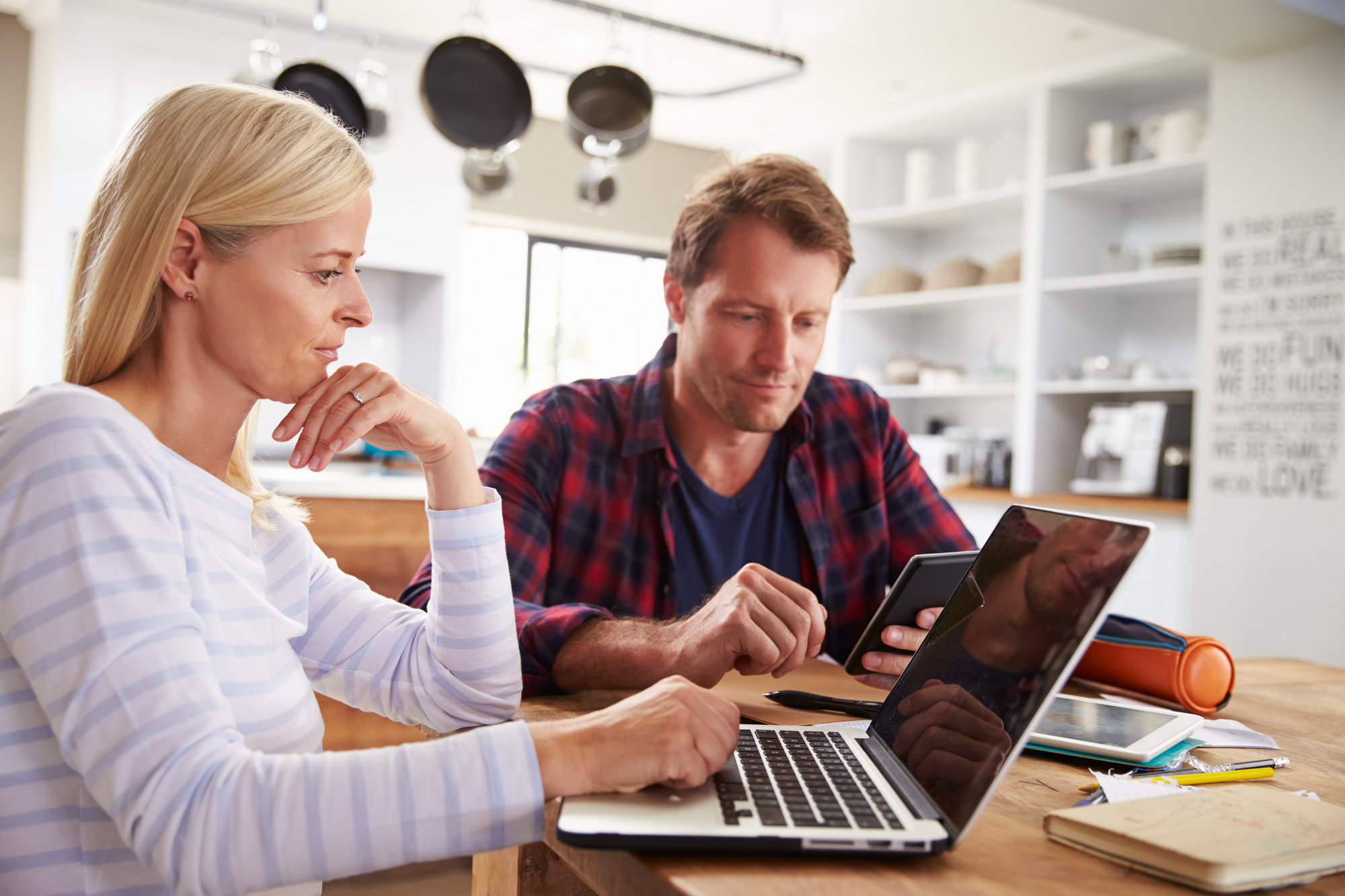 Couple using computers-1